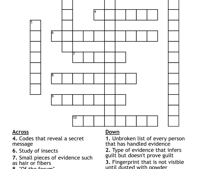 Forensic Science Review Crossword WordMint