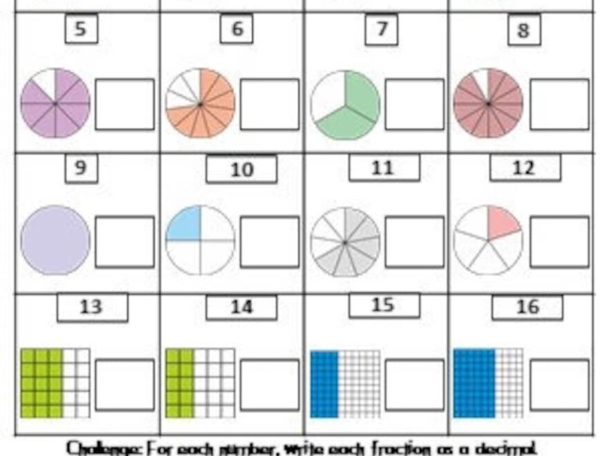 Fractions Math Worksheets Grade 4th 5th 6th Etsy