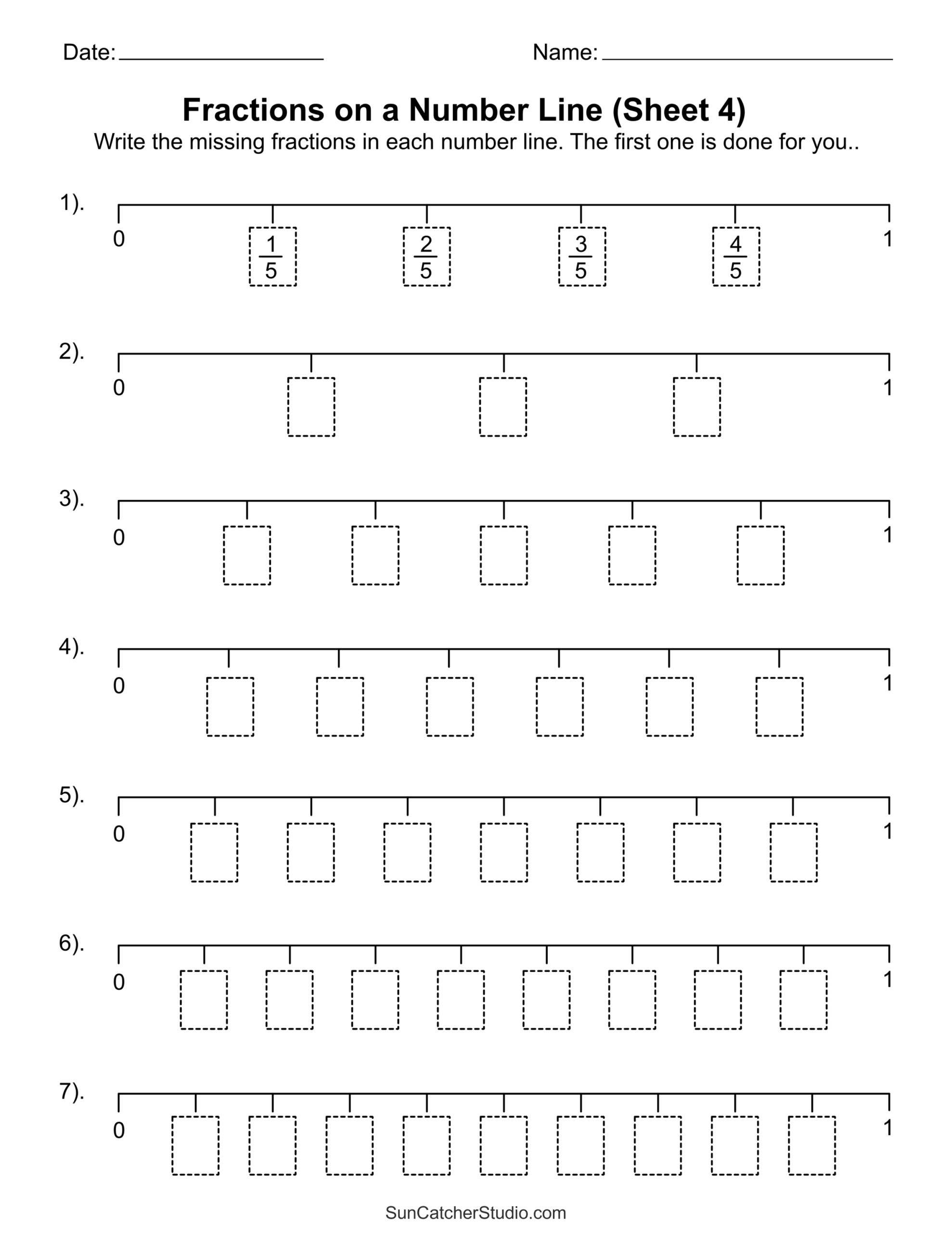 Fractions On A Number Line Printable Worksheets Free Printables Monograms Design Tools Patterns DIY Projects