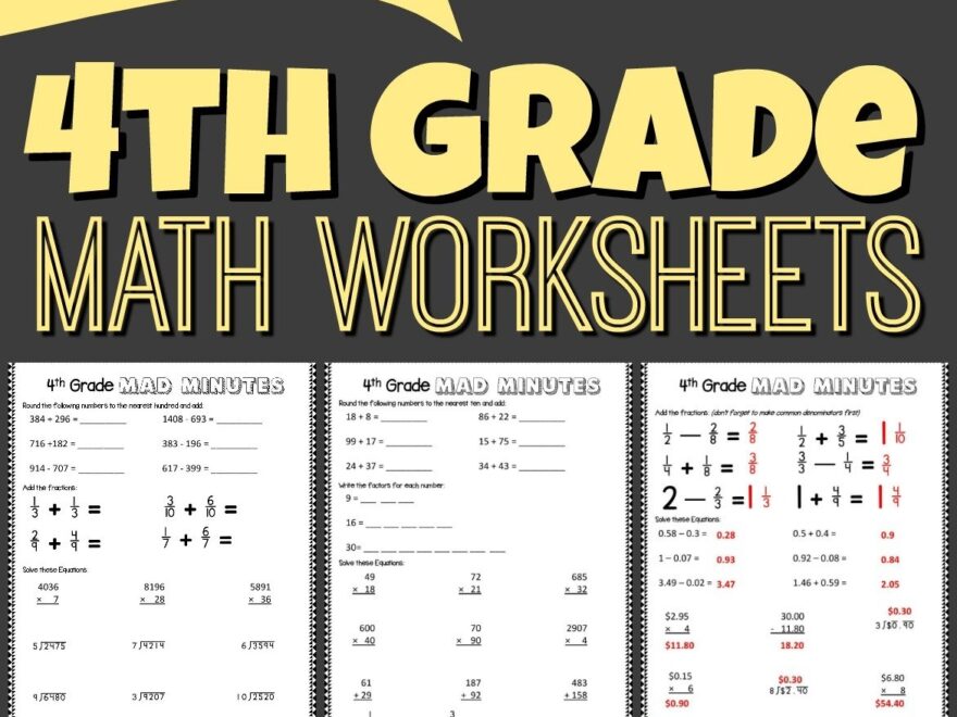 FREE 4th Grade Math Worksheets 123 Homeschool 4 Me