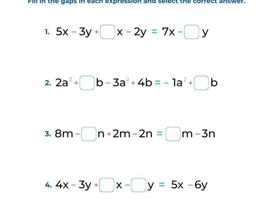 Free Custom Combining Like Terms Worksheet Templates Canva