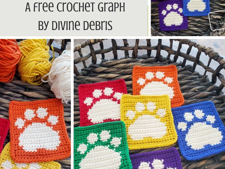 Free Cute Paw Square Crochet Pattern Puppy Love Divine Debris