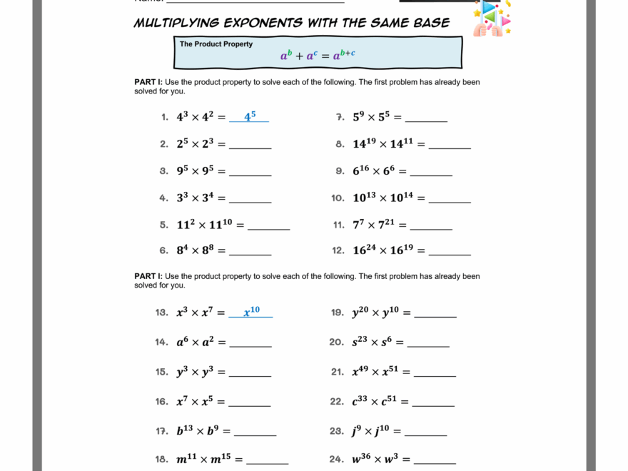 Free Exponent Rules Worksheets Printable With Answers Mashup Math