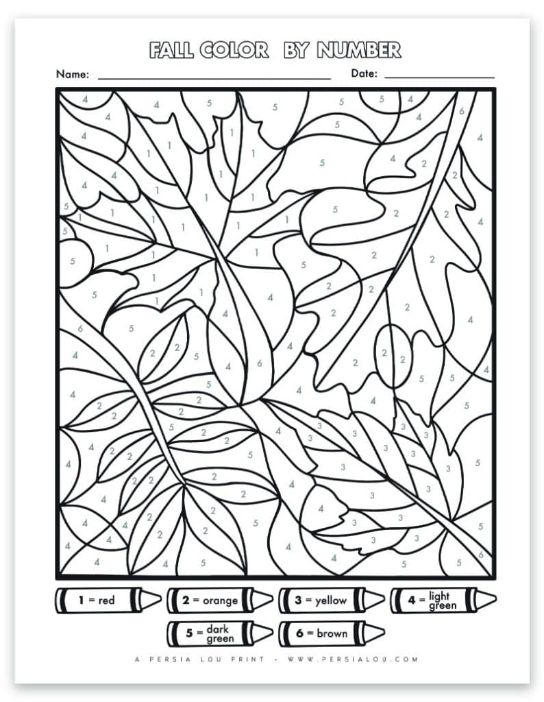 color by number free printable