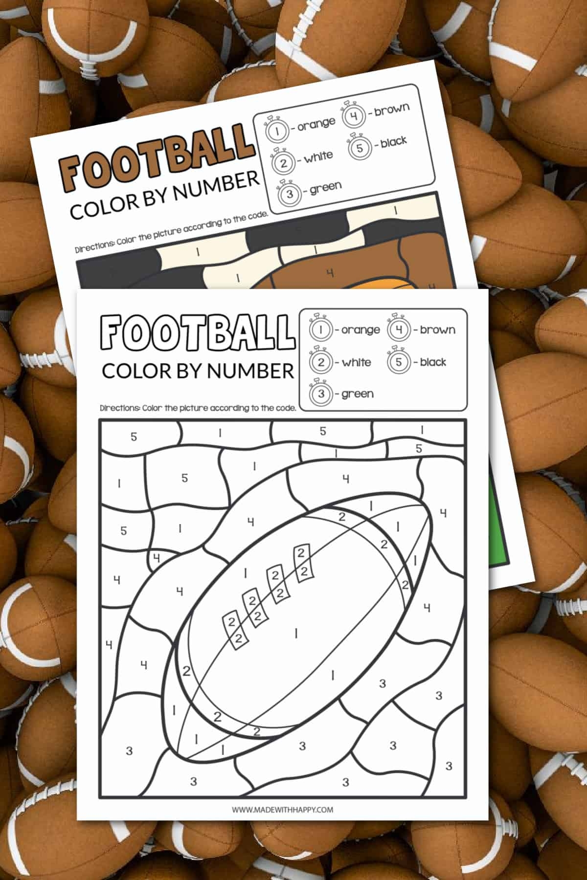 FREE Football Color By Number Printable Made With HAPPY