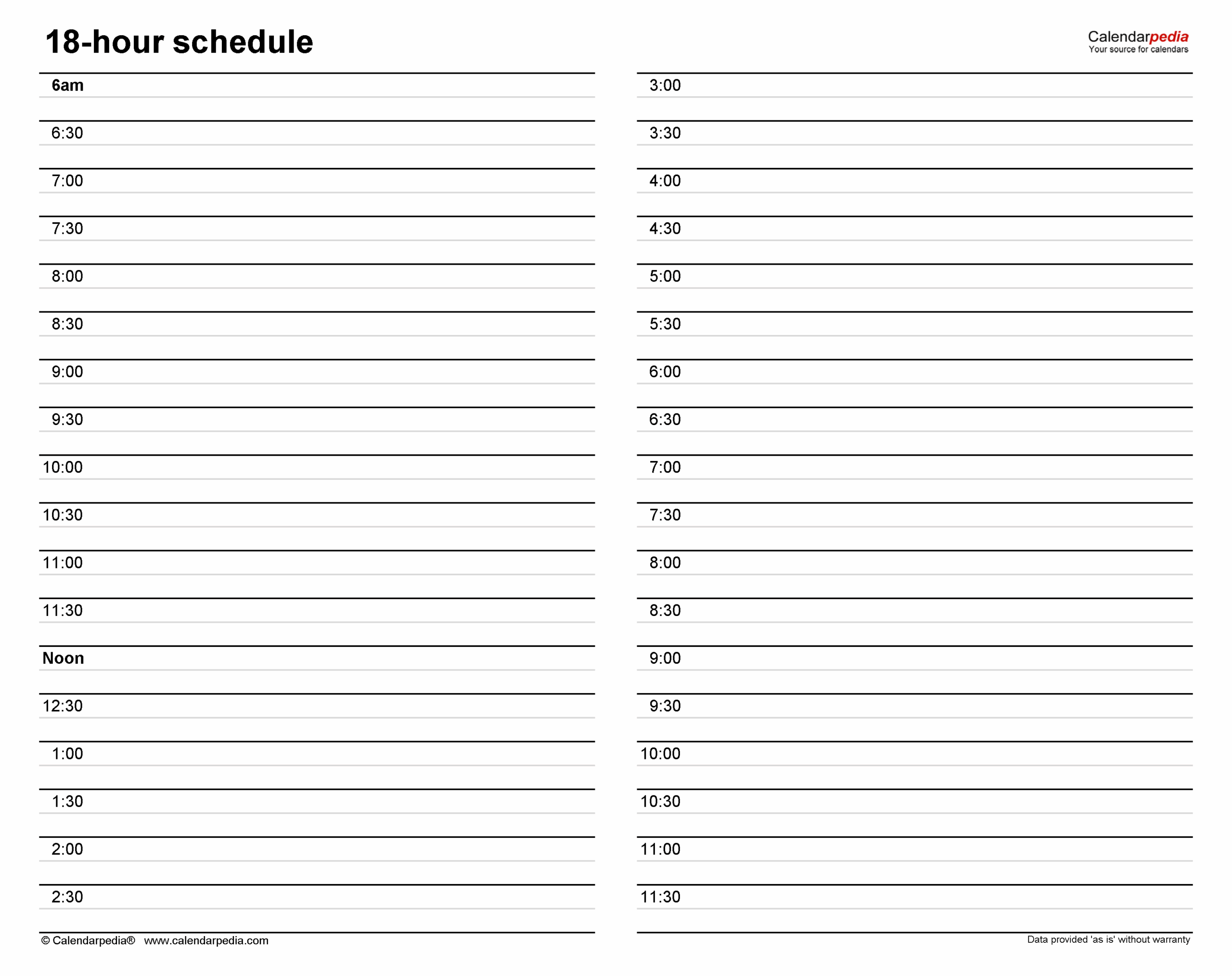 Free Hourly Schedules In PDF Format 20 Templates Free Hourly Schedules In PDF Format 20 Templates