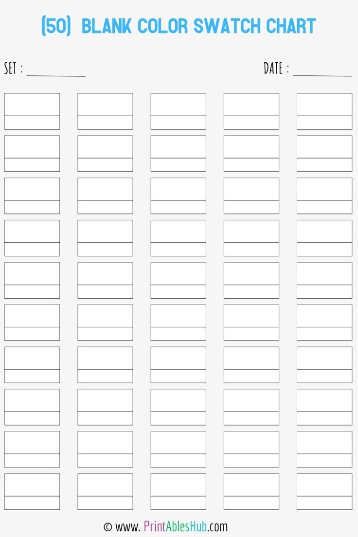 Free Printable 24 50 72 80 100 120 150 168 Blank Color Swatch Chart Template PDF Free Printable 24 50 72 80 100 120 150 168 Blank Color Swatch Chart Template PDF
