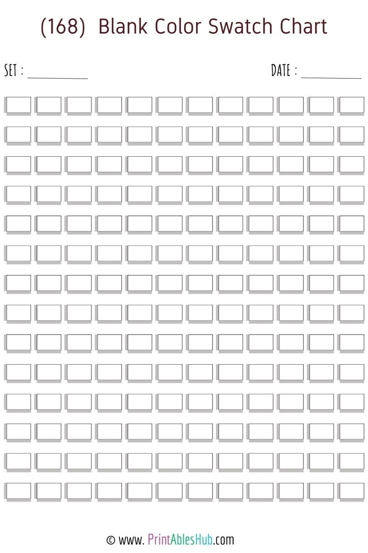 Free Printable 24 50 72 80 100 120 150 168 Blank Color Swatch Chart Template PDF In 2025 Templates Printable Free Color Swatch Swatch Free Printable 24 50 72 80 100 120 150 168 Blank Color Swatch Chart Template PDF In 2025 Templates Printable Free Color Swatch Swatch
