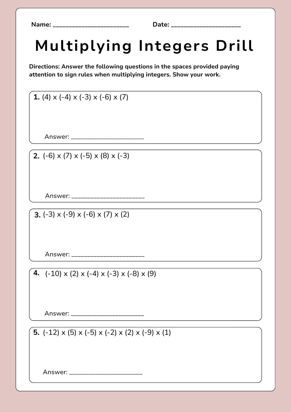 math worksheets for 8th graders