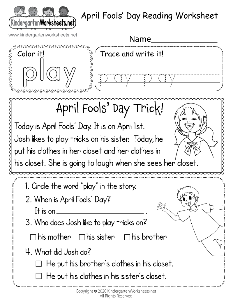 Free Printable April Fools Day Reading Worksheet Worksheets Library Free Printable April Fools Day Reading Worksheet Worksheets Library
