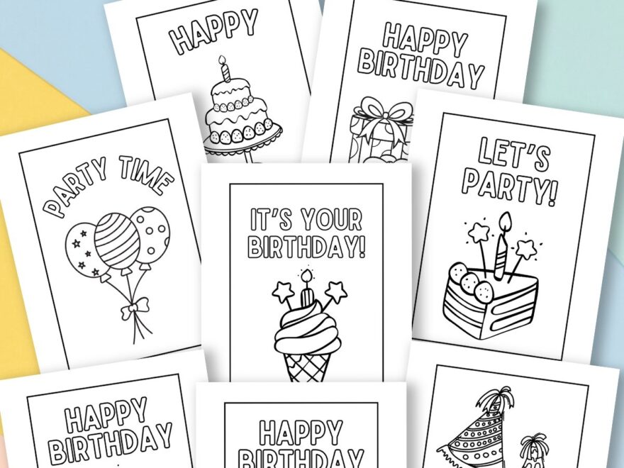 Free Printable Birthday Cards To Colour Gathering Beauty