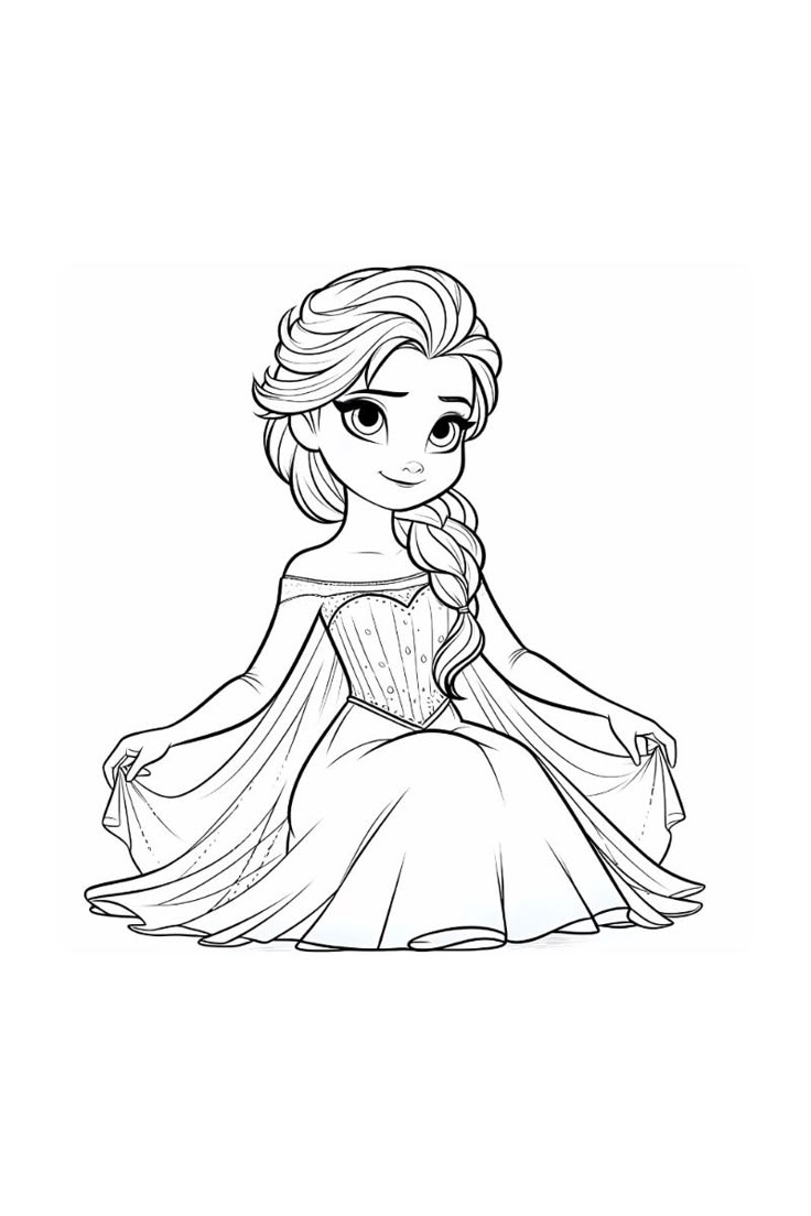 Free Printable Elsa Frozen Coloring Page Clipart For Kids And Adults Disney Princess