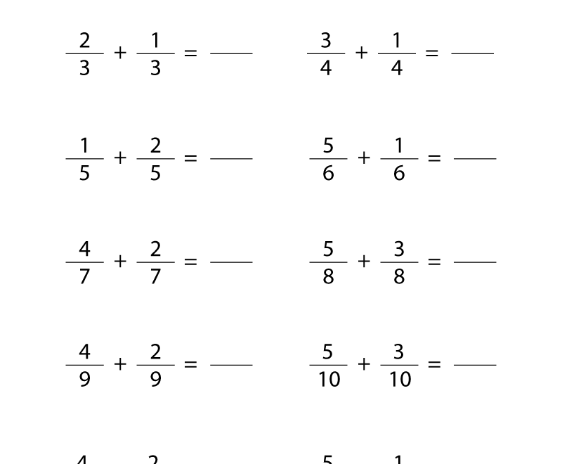 Free Printable Learning Fractions Worksheet For Fourth Grade
