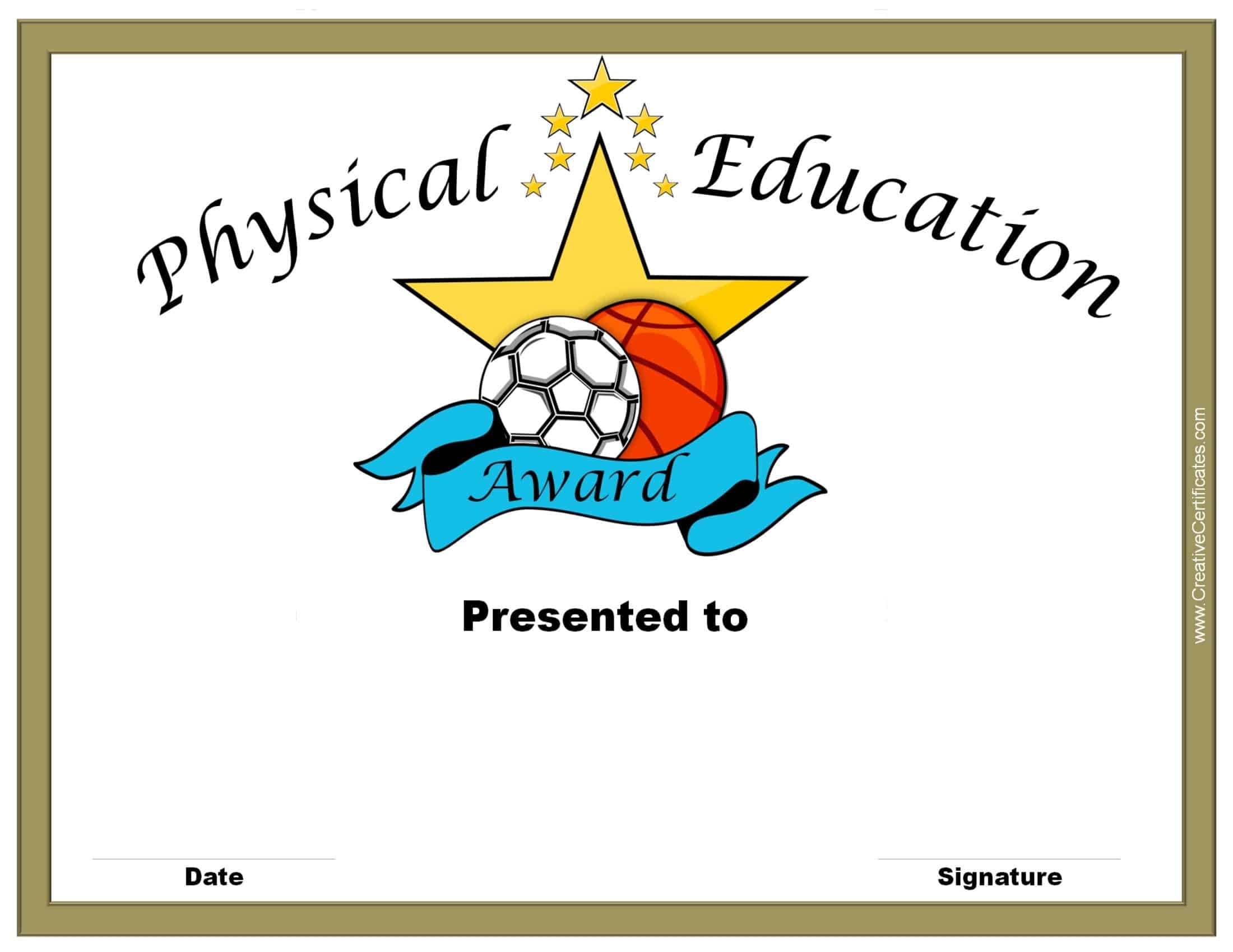 Free Printable Physical Education Award Certificates Free Printable Physical Education Award Certificates