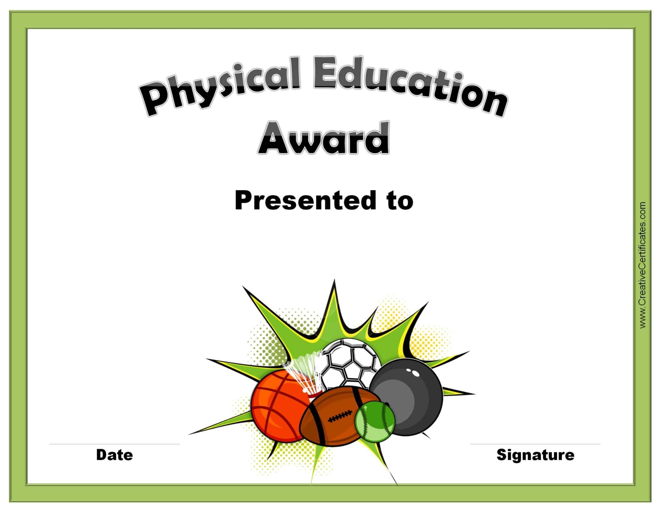 Free Printable Physical Education Award Certificates Free Printable Physical Education Award Certificates
