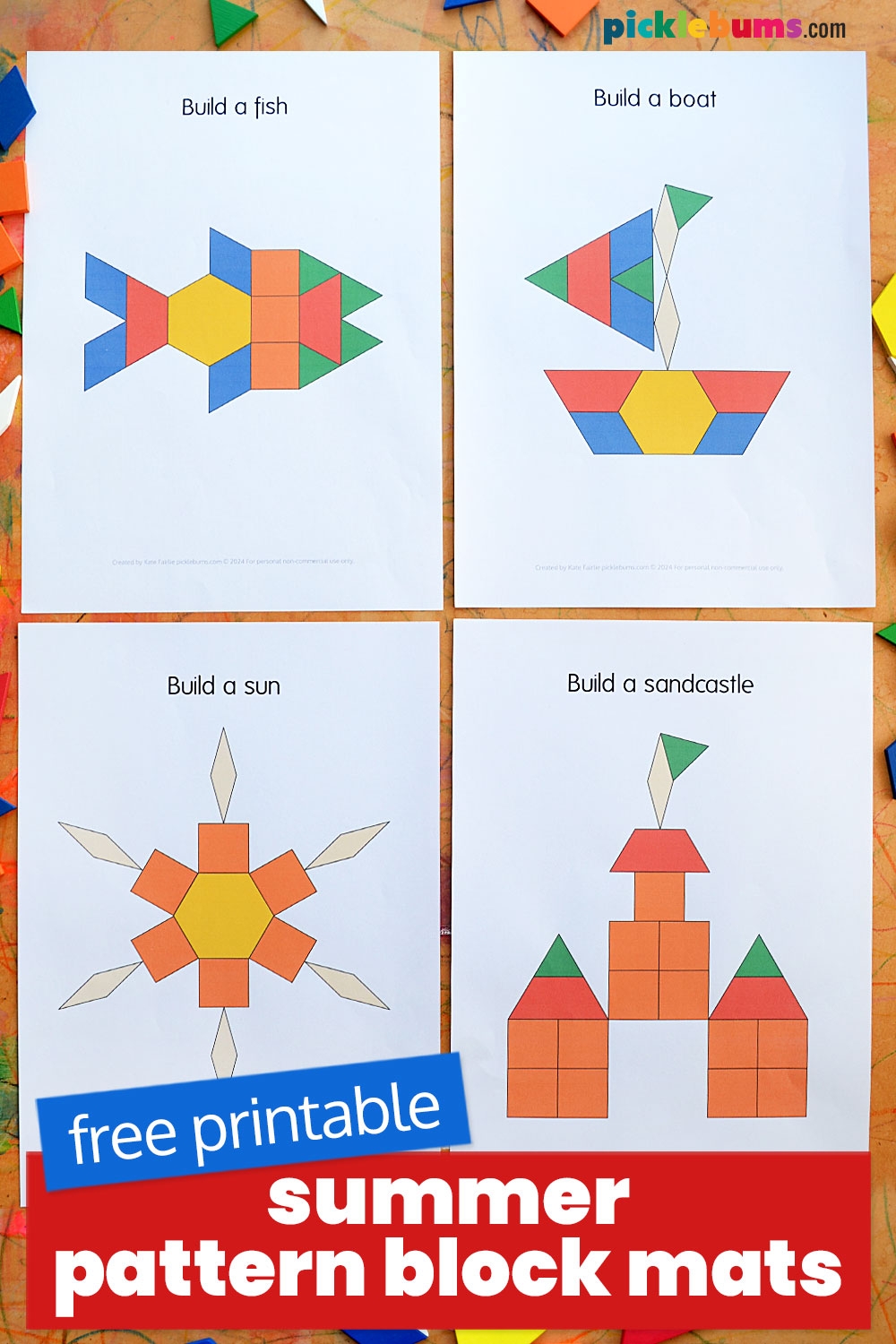 Free Printable Summer Pattern Block Mats Picklebums Free Printable Summer Pattern Block Mats Picklebums