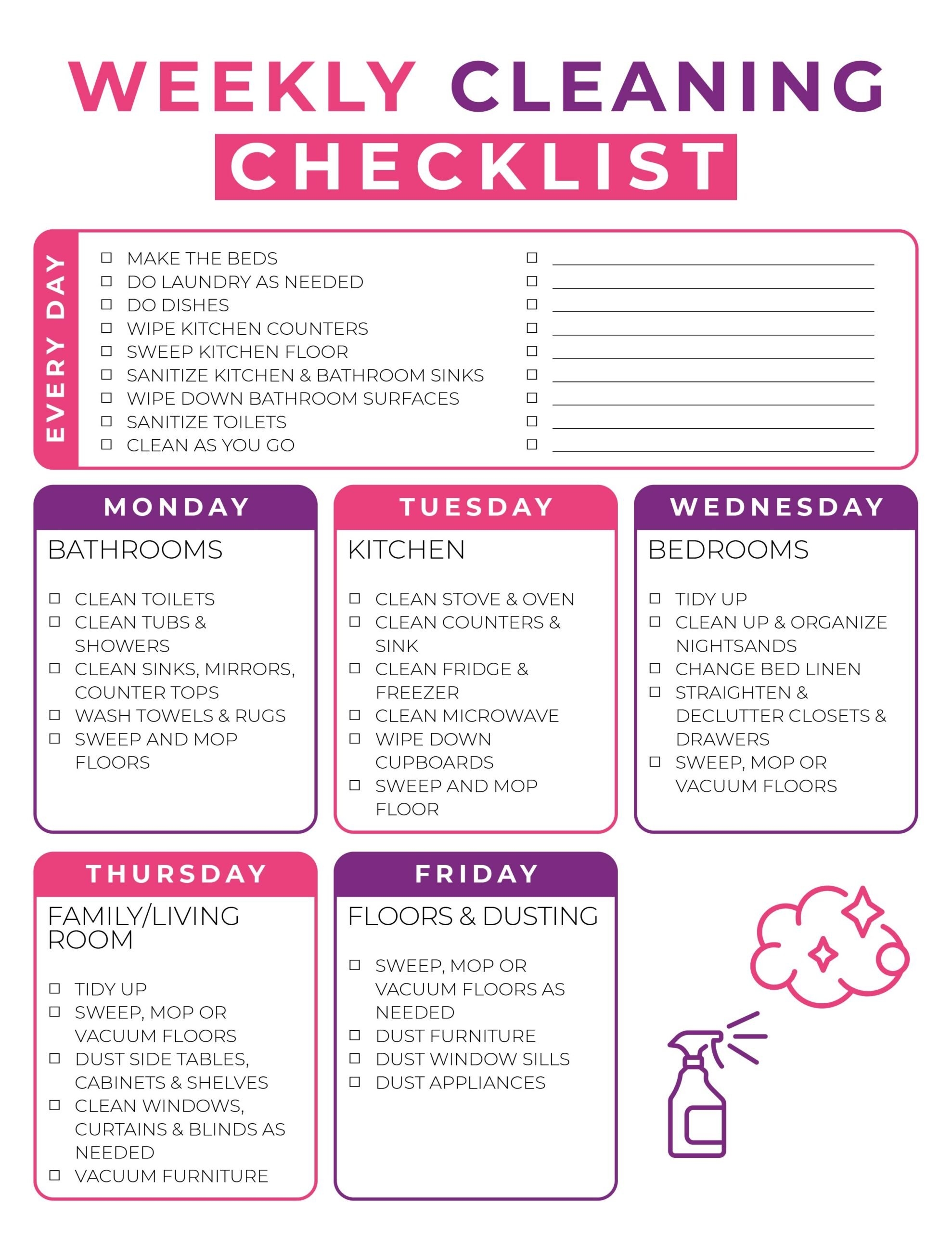 free printable cleaning schedule free printable cleaning schedule