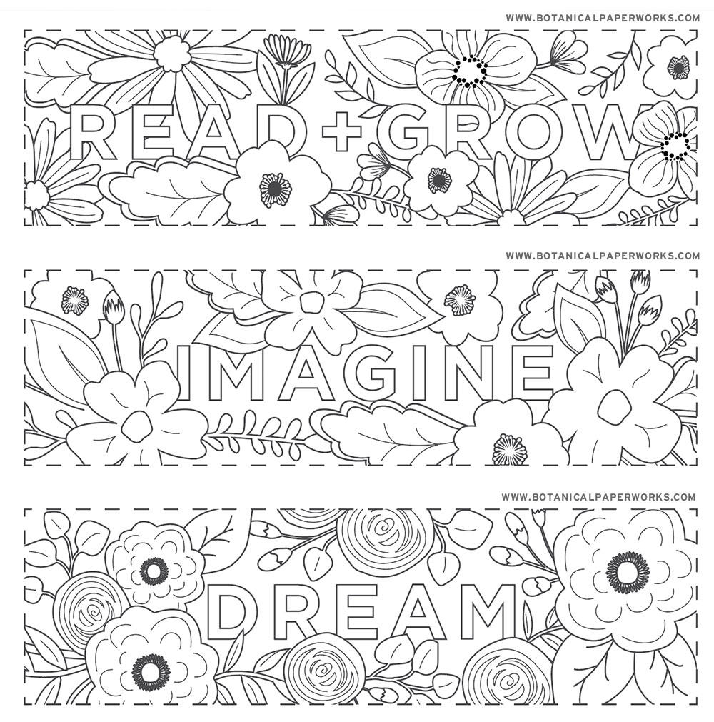 Free Printables Read Grow Coloring Bookmarks For Back to School Botanical PaperWorks Free Printables Read Grow Coloring Bookmarks For Back to School Botanical PaperWorks