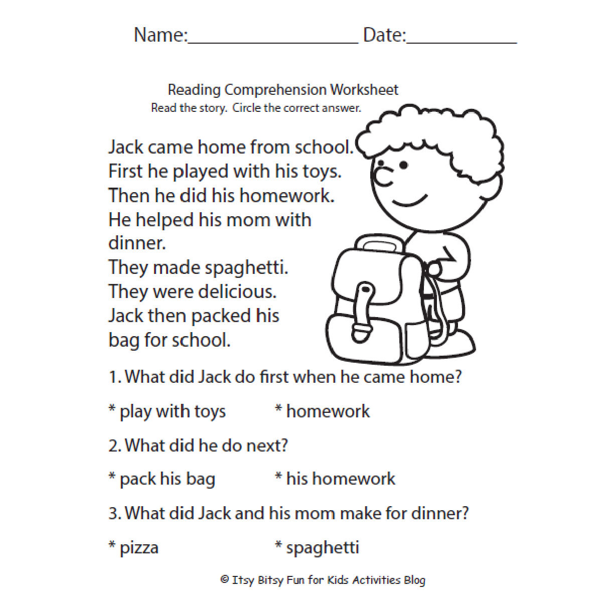 reading comprehension worksheets pdf