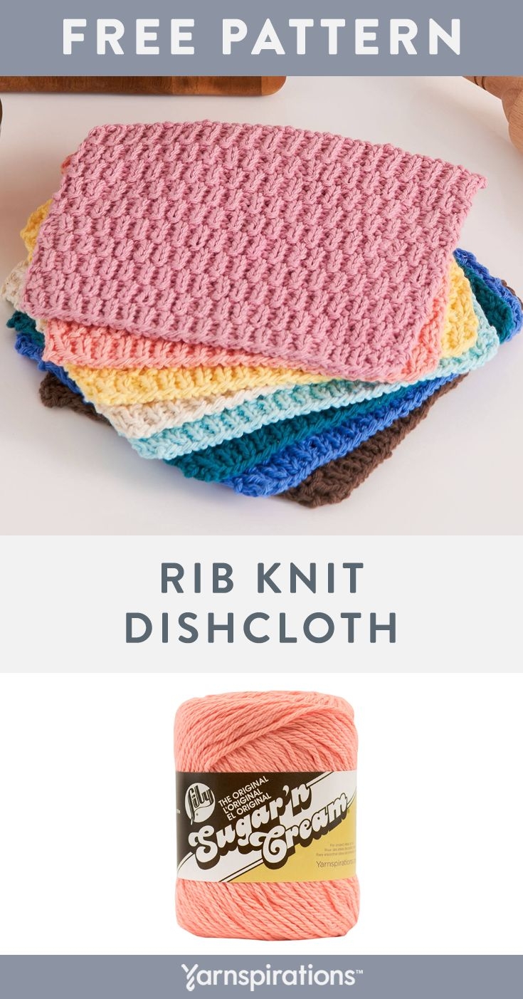 Free Rib Knit Dishcloth Pattern Using Lily Sugar n Cream Yarn