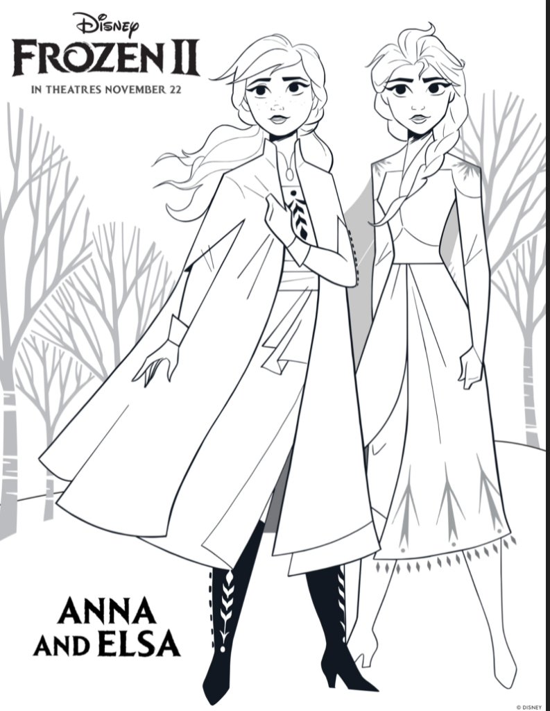 elsa anna coloring page