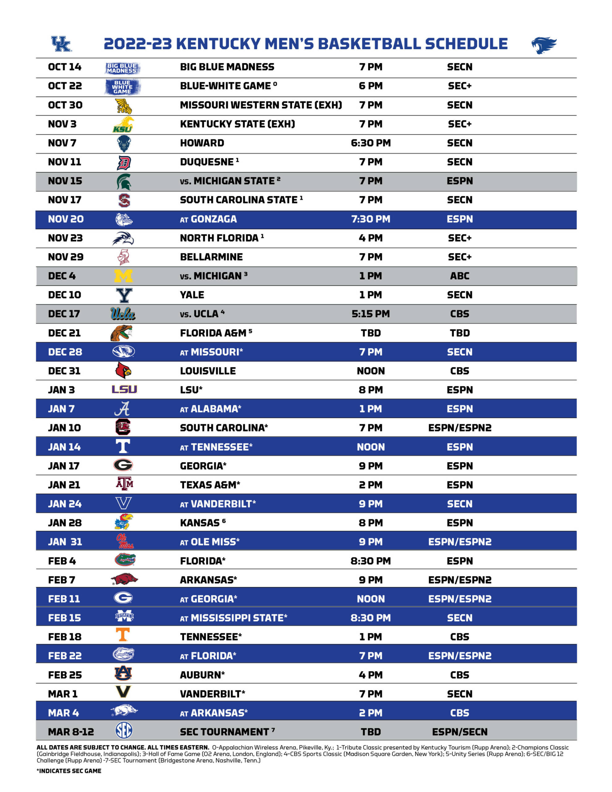 Full 2022 23 UK Men s Basketball Schedule Set UK Athletics Full 2022 23 UK Men s Basketball Schedule Set UK Athletics