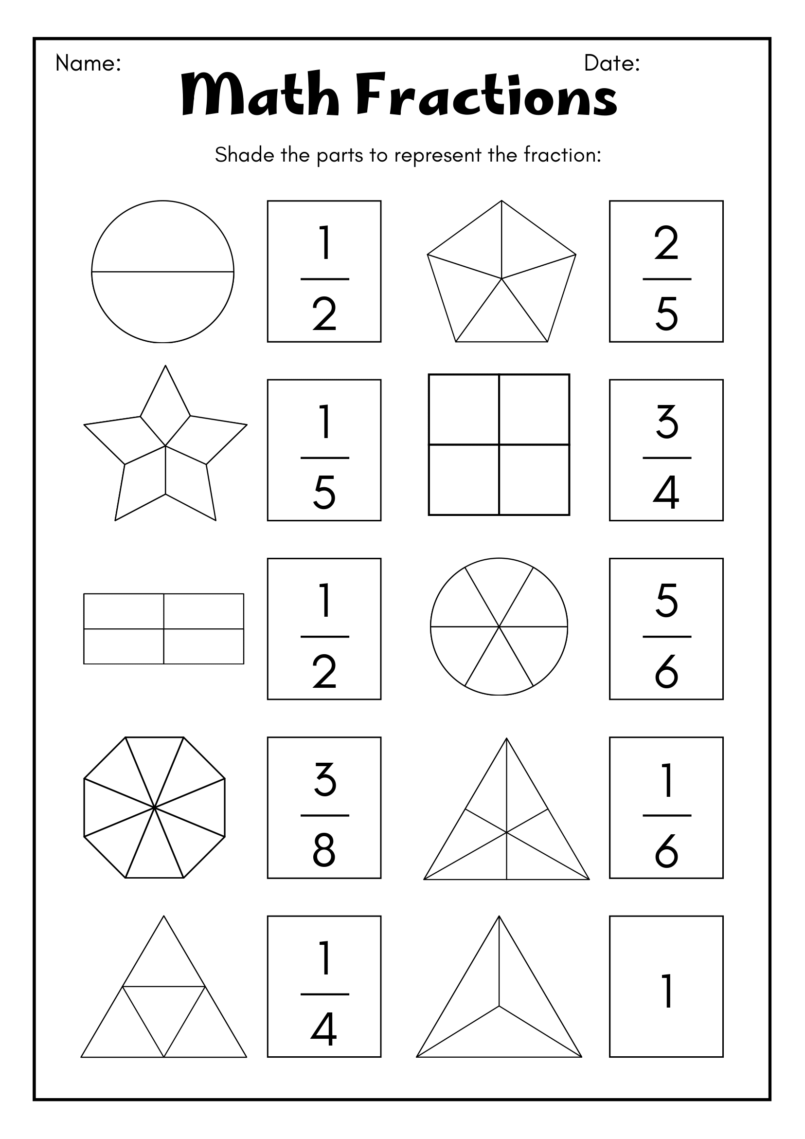 fraction worksheets for 4th graders