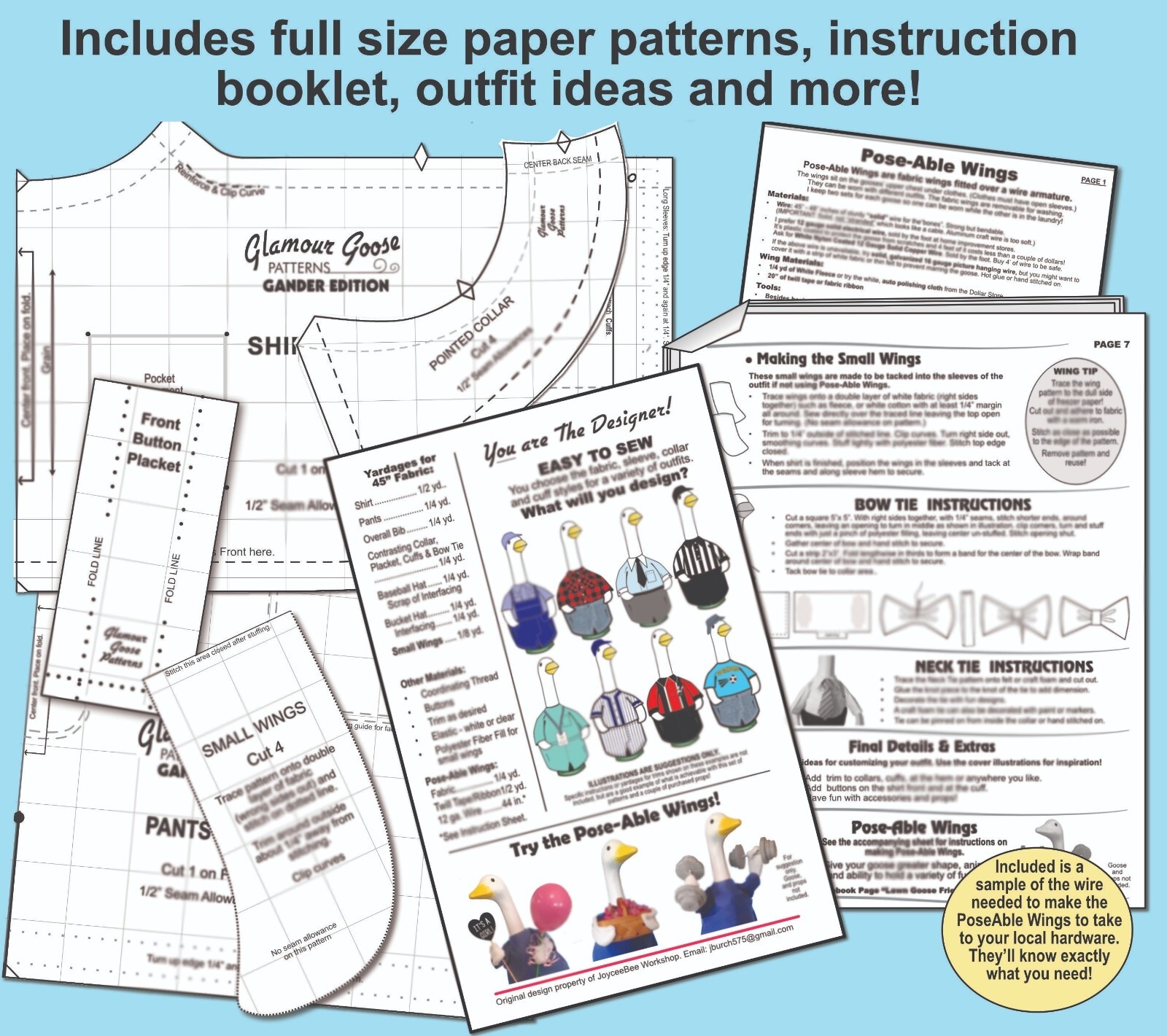 Goose Clothes Pattern Sew GANDER CLOTHES Hats Pattern For Goose Arms 4LgGoose ARQ Al Detalle