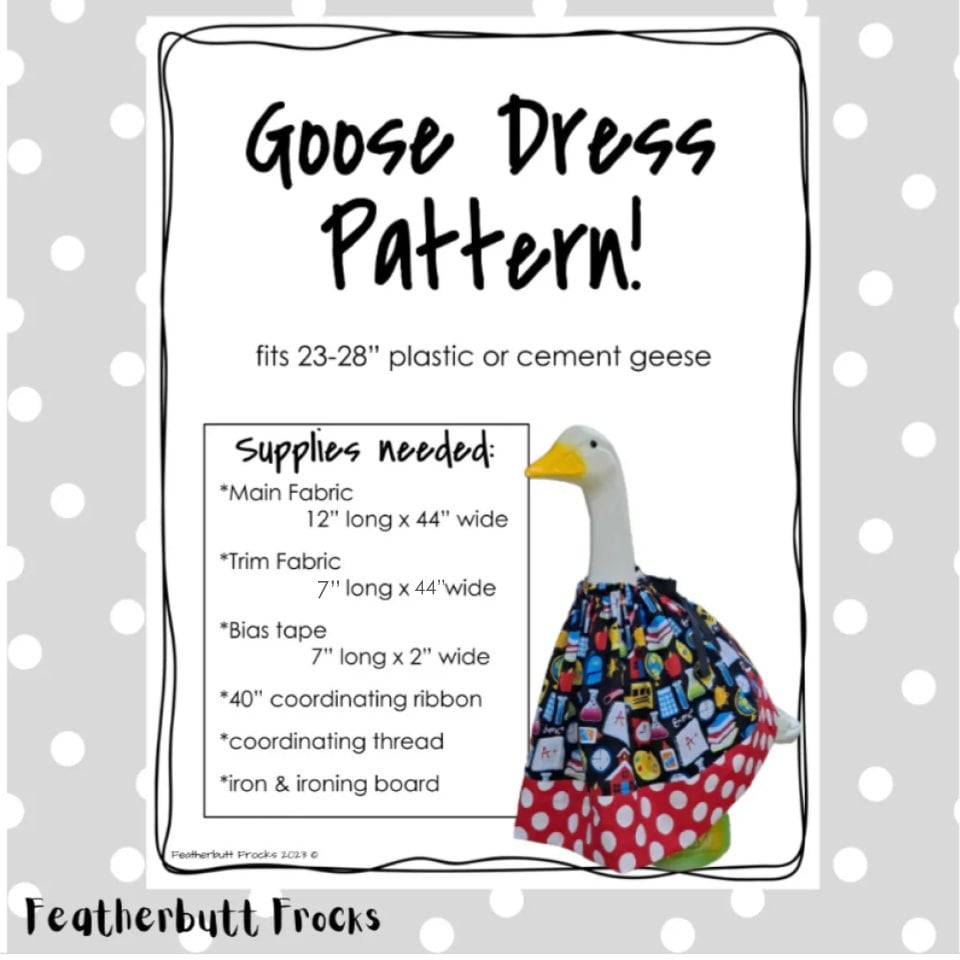 Goose Dress Sewing Pattern PDF Instant Download Lawn Goose Porch Goose Plastic Goose Cement Goose Etsy