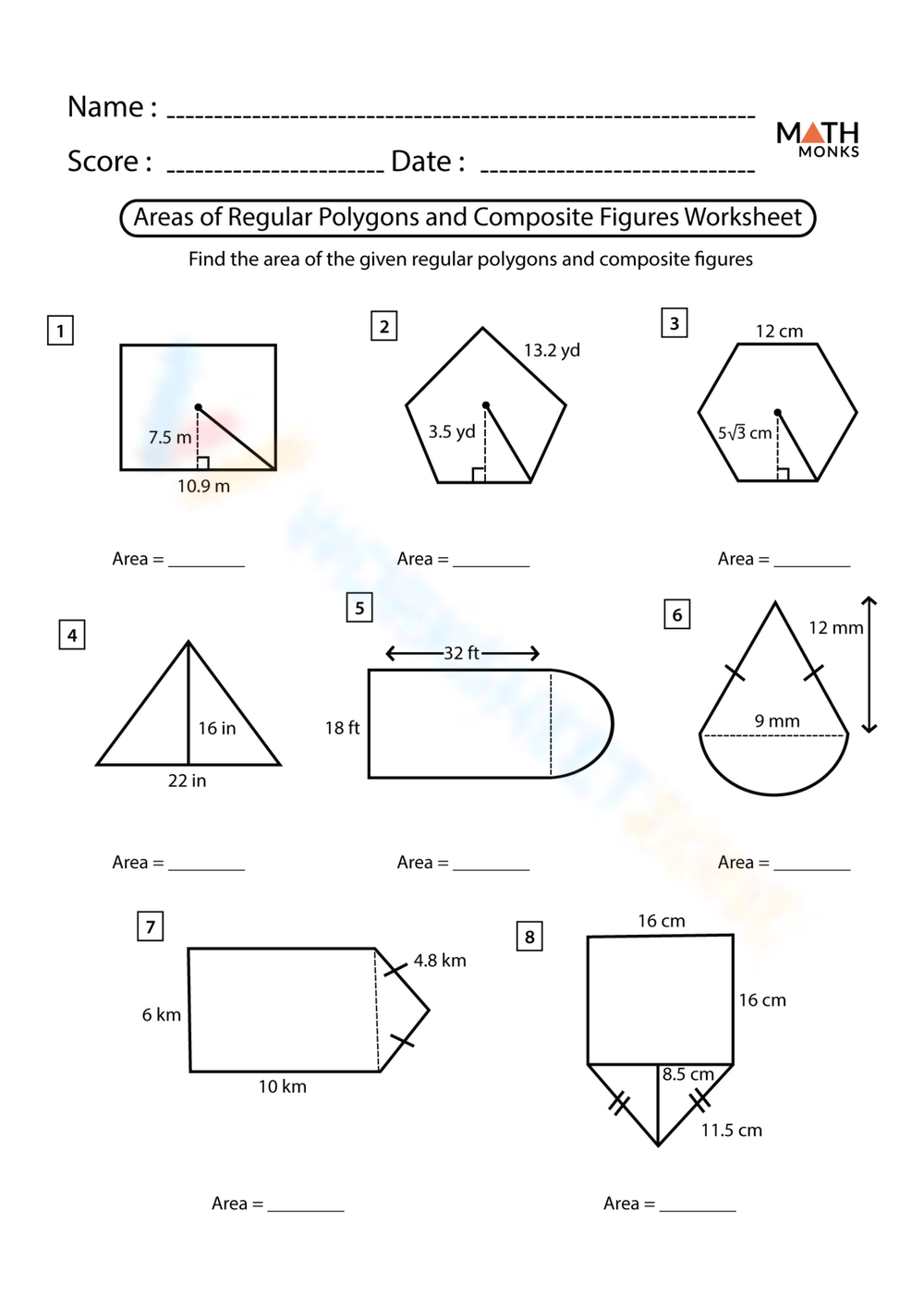 area of composite shapes worksheet area of composite shapes worksheet