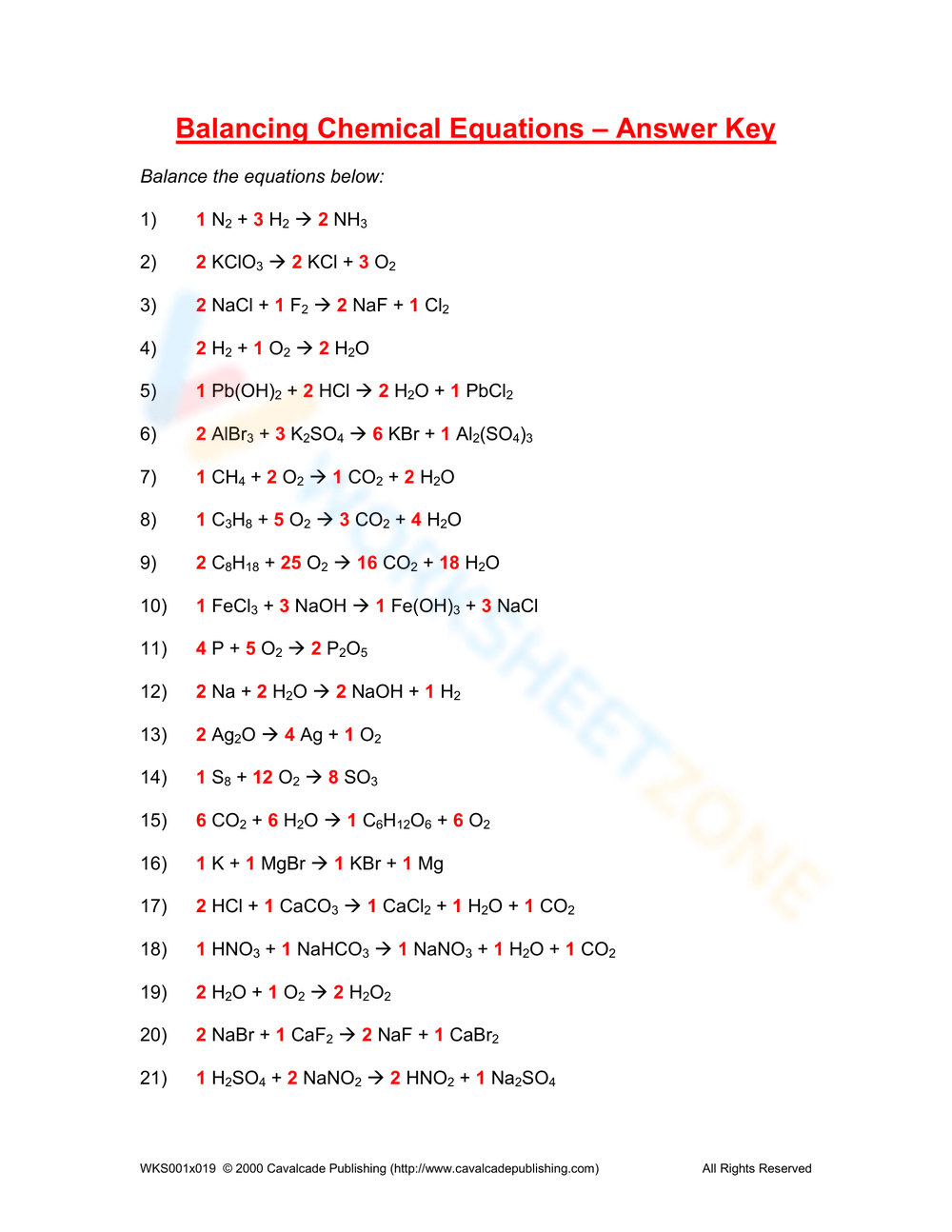 Grade 9 Balancing Chemical Equations Worksheets Printable Grade 9 Balancing Chemical Equations Worksheets Printable