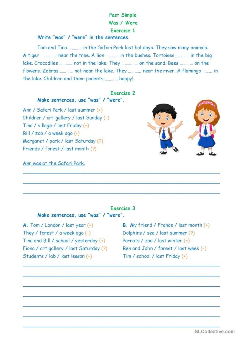 Grammar Was Were General Grammar English ESL Worksheets Pdf Doc