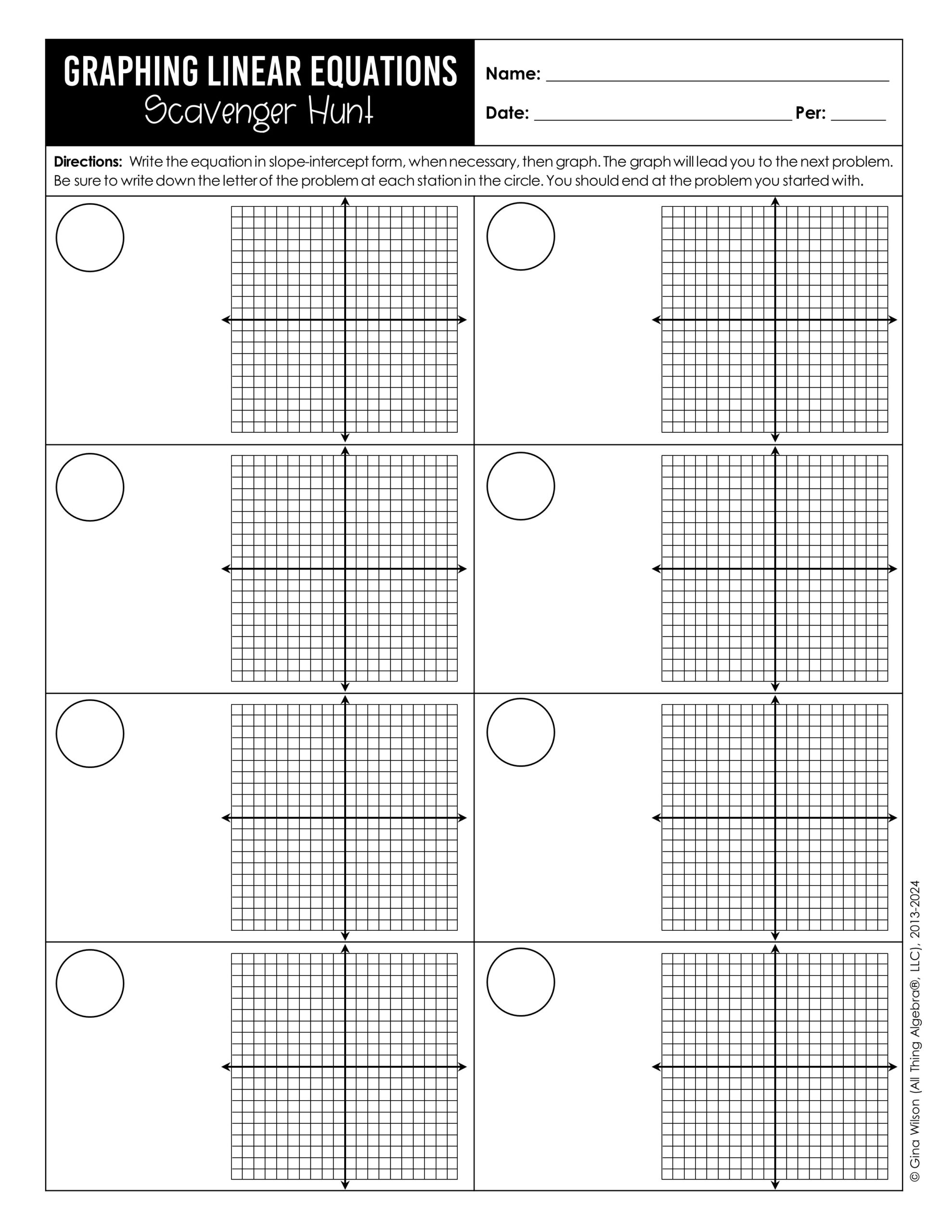 Graphing Linear Equations Scavenger Hunt All Things Algebra  Graphing Linear Equations Scavenger Hunt All Things Algebra
