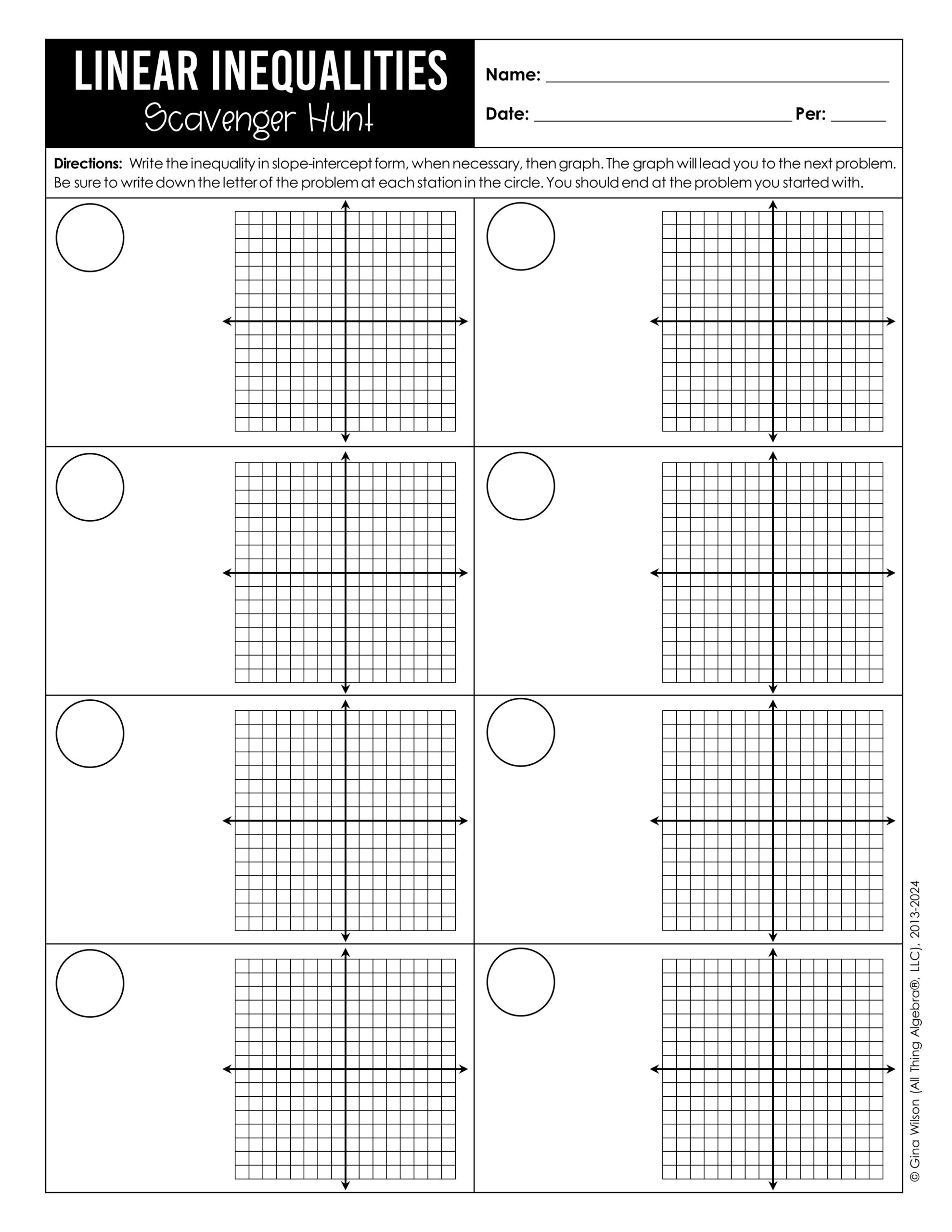 Graphing Linear Inequalities Scavenger Hunt All Things Algebra  Graphing Linear Inequalities Scavenger Hunt All Things Algebra