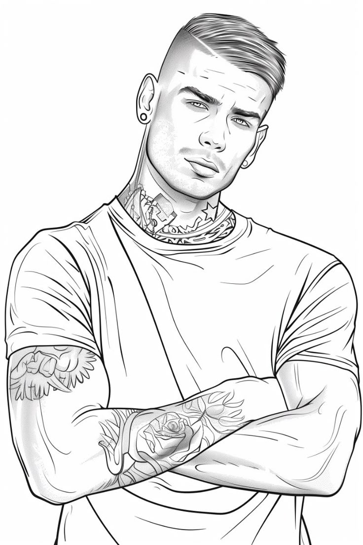 Handsome Man With Tattoo Coloring Page Free Pr ntable 