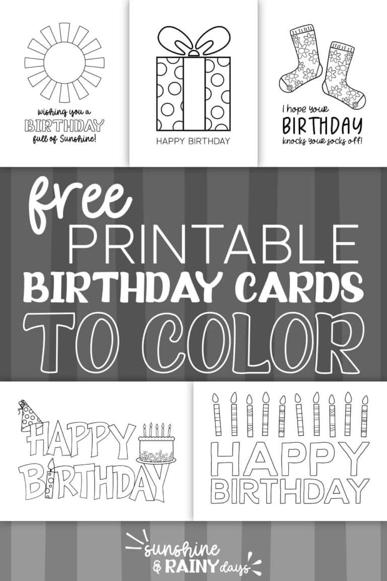 Happy Birthday Coloring Cards Sunshine And Rainy Days