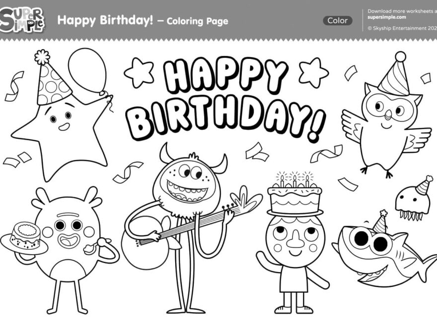 Happy Birthday Coloring Page Super Simple