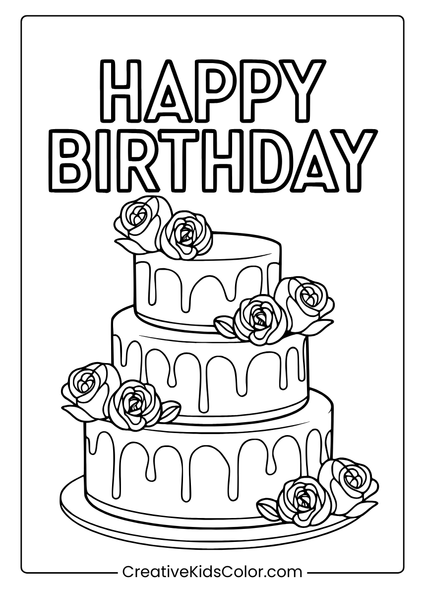 Happy Birthday Coloring Pages 25 Free Printable PDF Happy Birthday Coloring Pages 25 Free Printable PDF