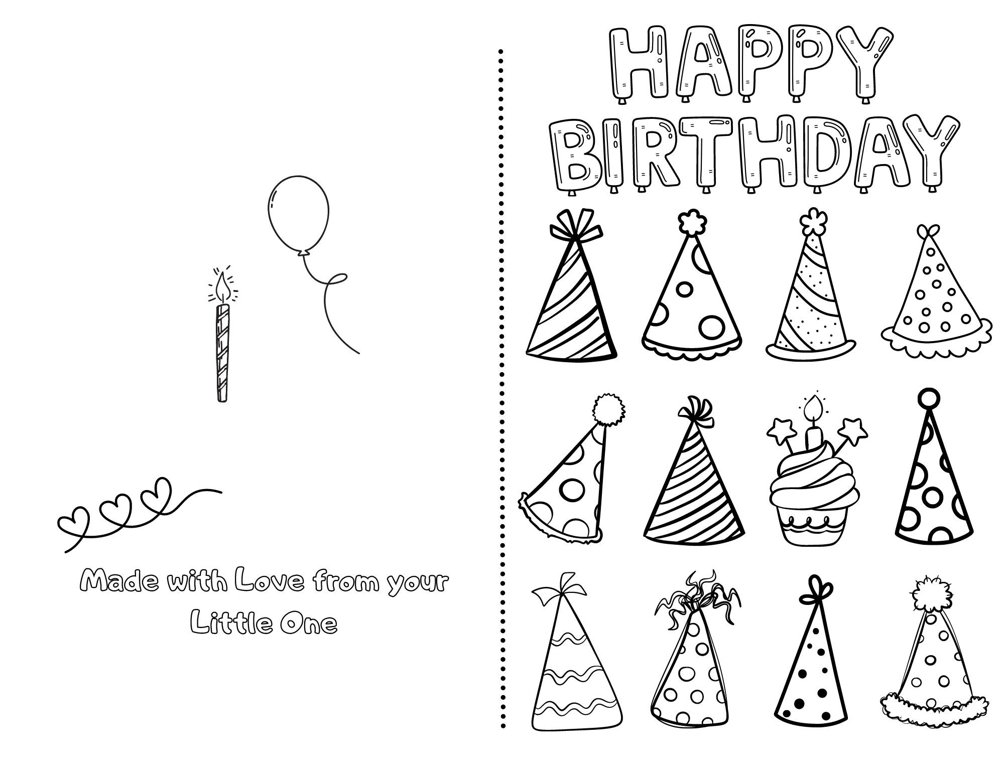 Happy Birthday Printable Foldable Kid Birthday Card To Color For Anyone Etsy Happy Birthday Printable Foldable Kid Birthday Card To Color For Anyone Etsy