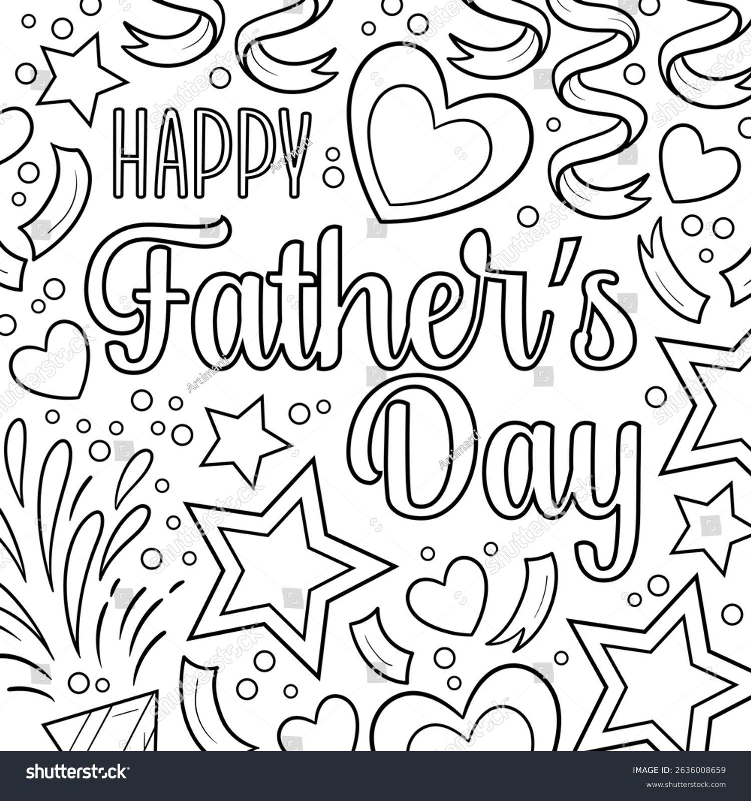 Happy Fathers Day Coloring Page Fathers Stock Vector Royalty Free 2636008659 Shutterstock