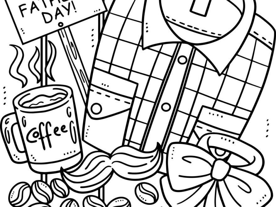 Happy Fathers Day Coloring Page For Kids Vector Image