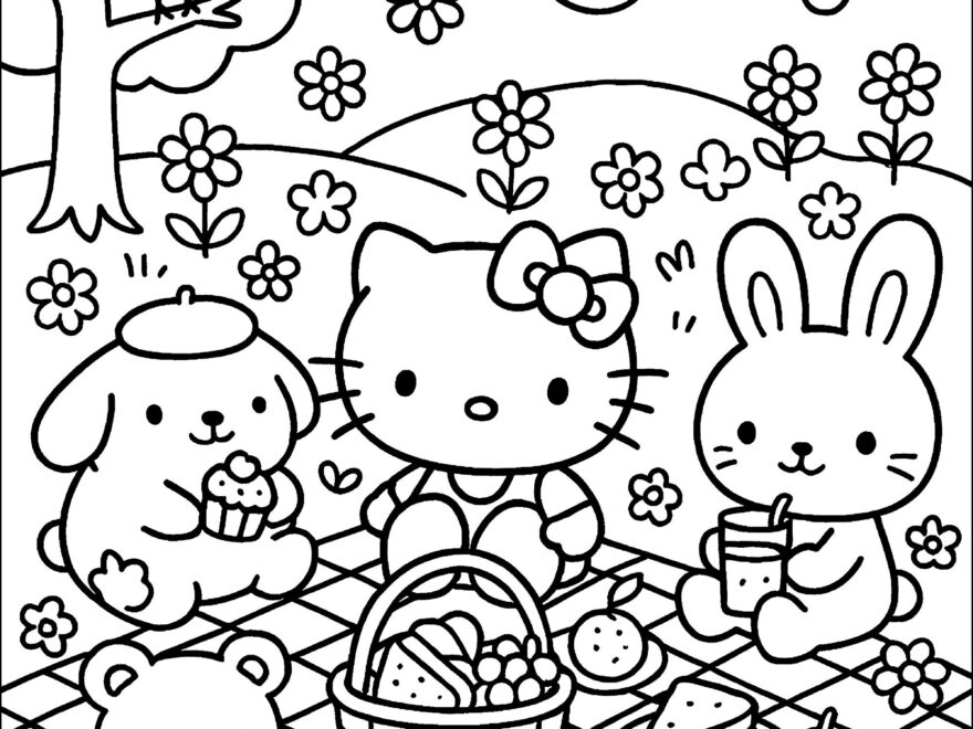 Hello Kitty And Friends Picnic Hello Kitty Coloring Pages