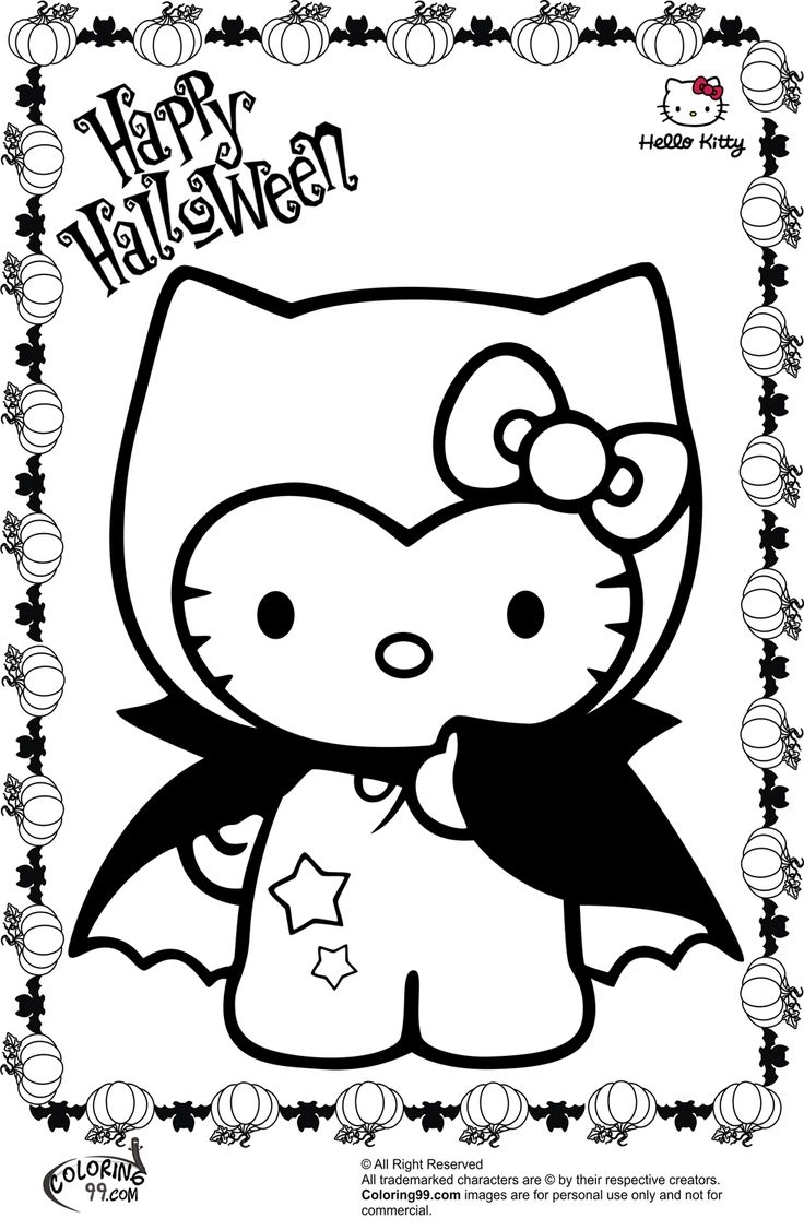 hello kitty halloween coloring page