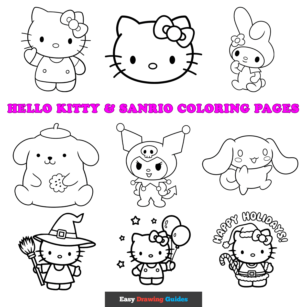 hello kitty and friends coloring page