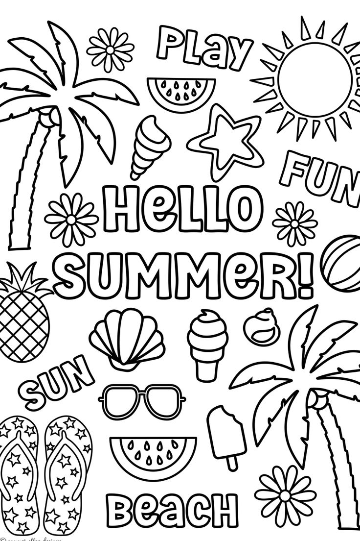 summer printable colouring pages