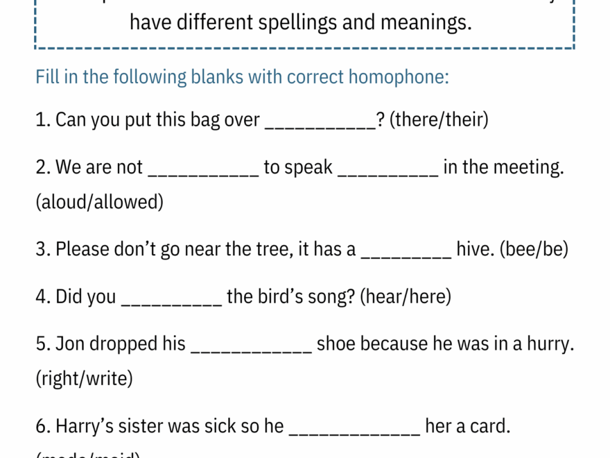 Homophones Grammar Worksheets And Activities For 2nd 3rd And 4th Grade Made By Teachers