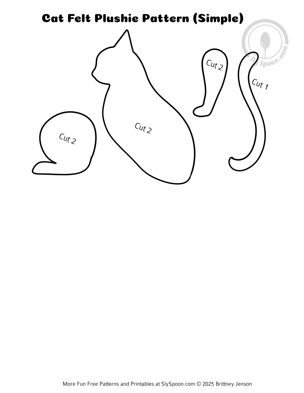 How To Hand Sew A Simple Felt Kitty Cat Kitten Free Printable Pattern Great For Beginners And Kids Sly Spoon