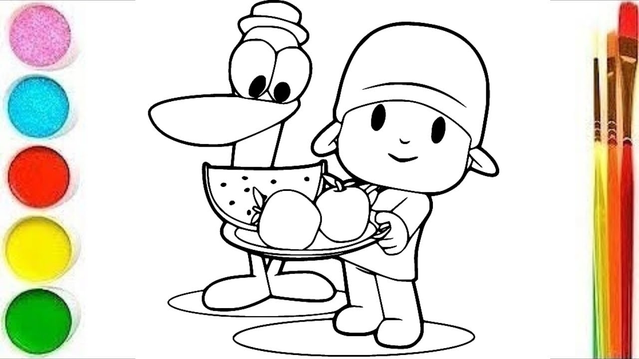 How To Pocoyo Drawing Painting Colouring For Kids Toddlers Draw Paint YouTube