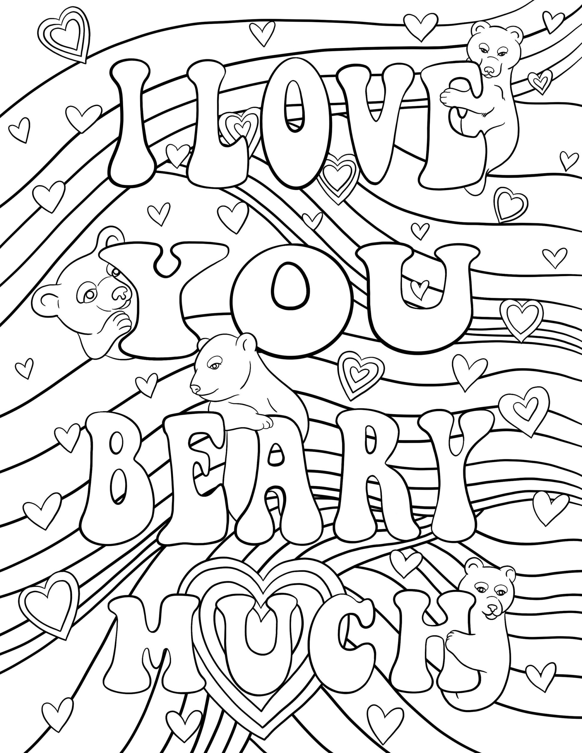I Love You Beary Much Printable Coloring Page For Kids Adults Instant Download Etsy I Love You Beary Much Printable Coloring Page For Kids Adults Instant Download Etsy