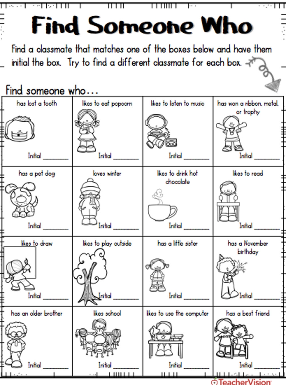 Icebreaker Worksheets Activities For Back To School TeacherVision